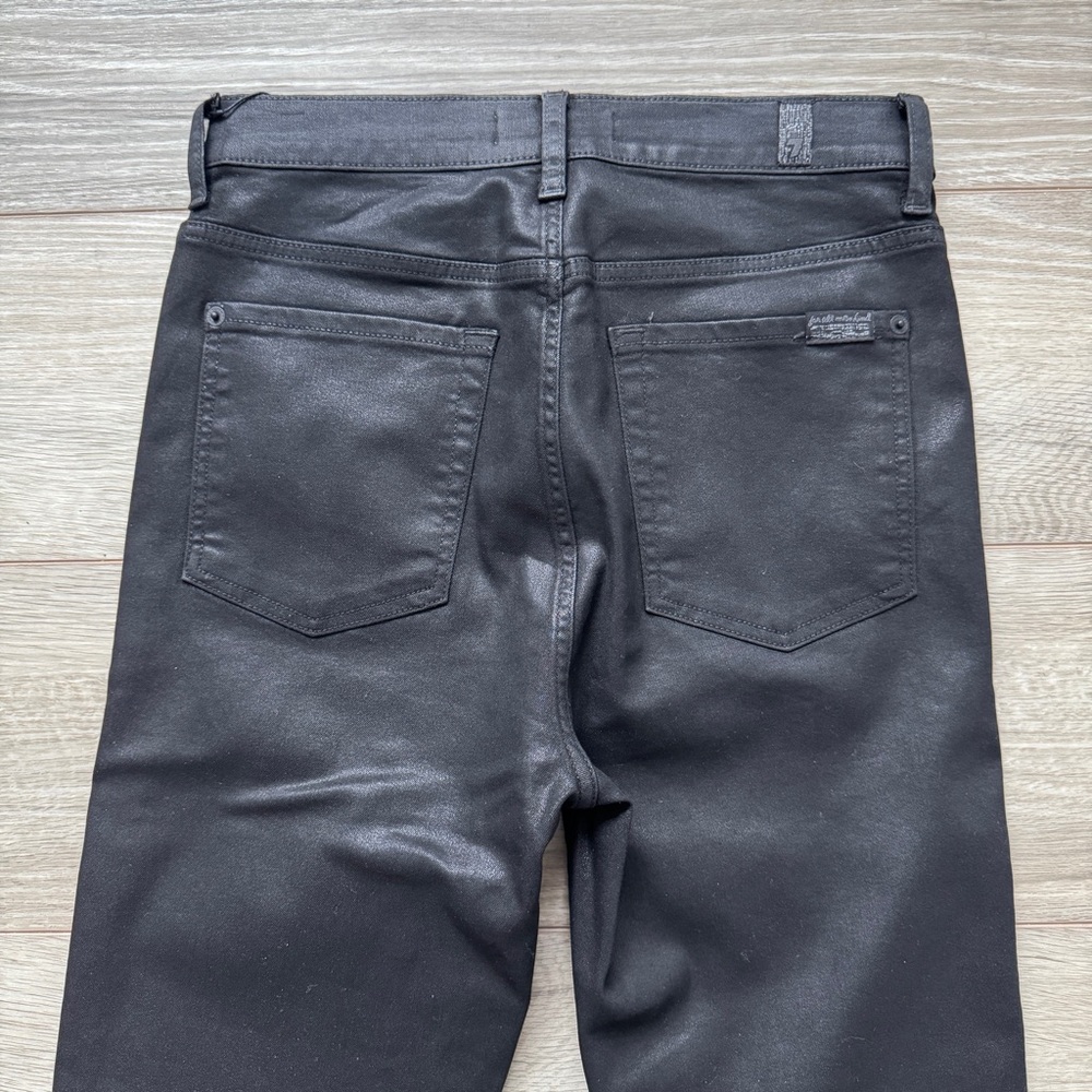 7 For All Mankind Women's Black Coated Skinny Jeans - Picture 6 of 10